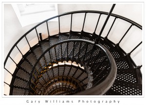  Photograph of the spiral staircase in the Yaquina Head Lighthouse along the southern Oregon coast at the Yaquina River near Newport, Oregon