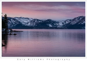 Photograph of sunrise over Lake Tahoe from Zephyr Point, Nevada