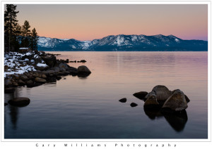 Photograph of sunrise over Lake Tahoe from Zephyr Point, Nevada